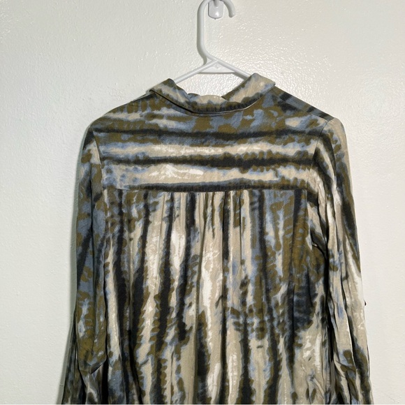 Casual Studio Button Down Tunic Top Green Tie Dye S - Picture 6 of 9